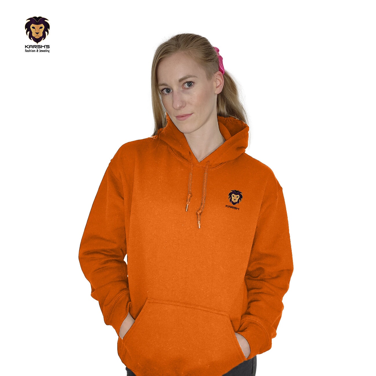 Antlers and Cap, Reindeer's Festive Rap. Hoodie Karsh-fj S Orange 