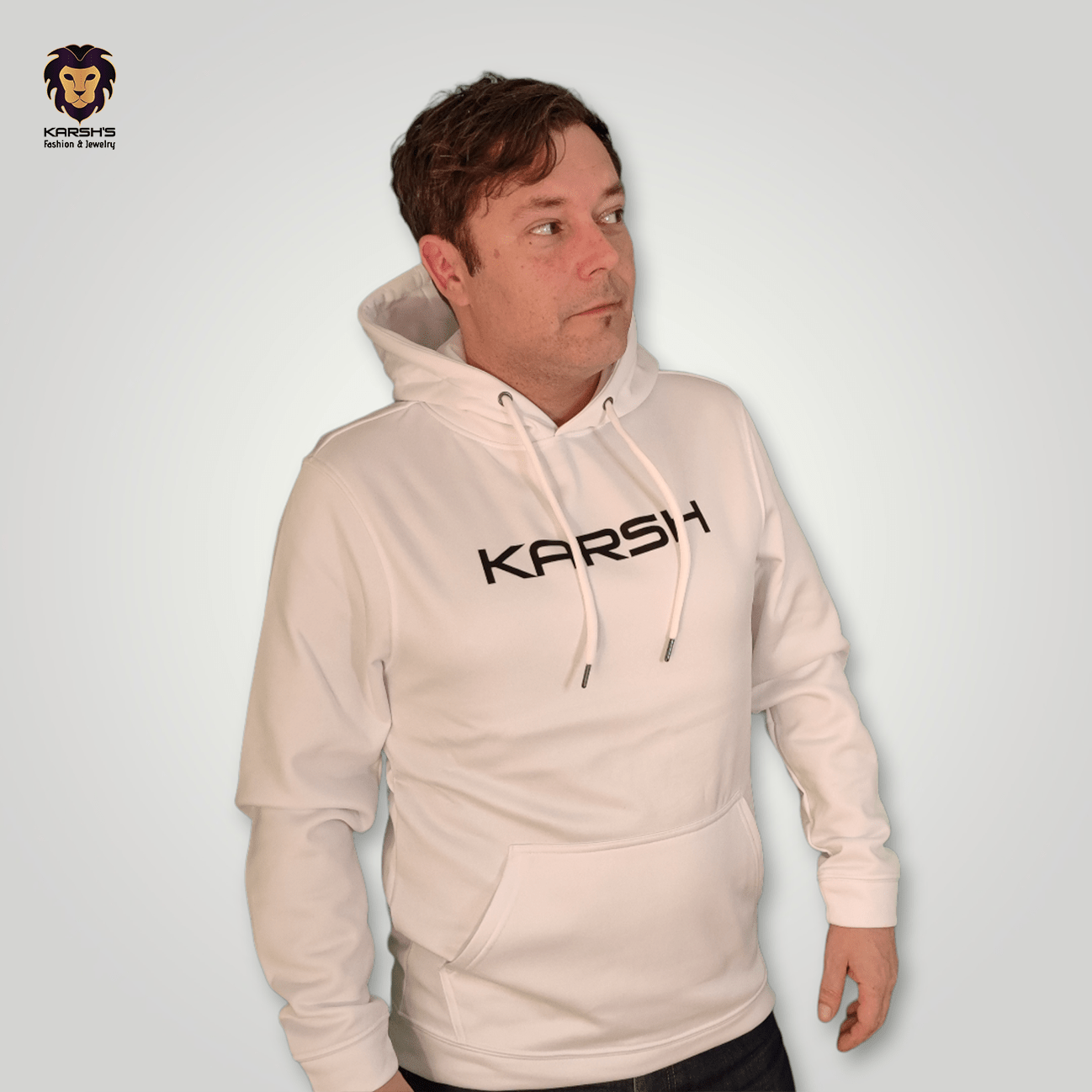 Sports Polyester Hoodie - Arctic White Hoodie Karsh-fj 